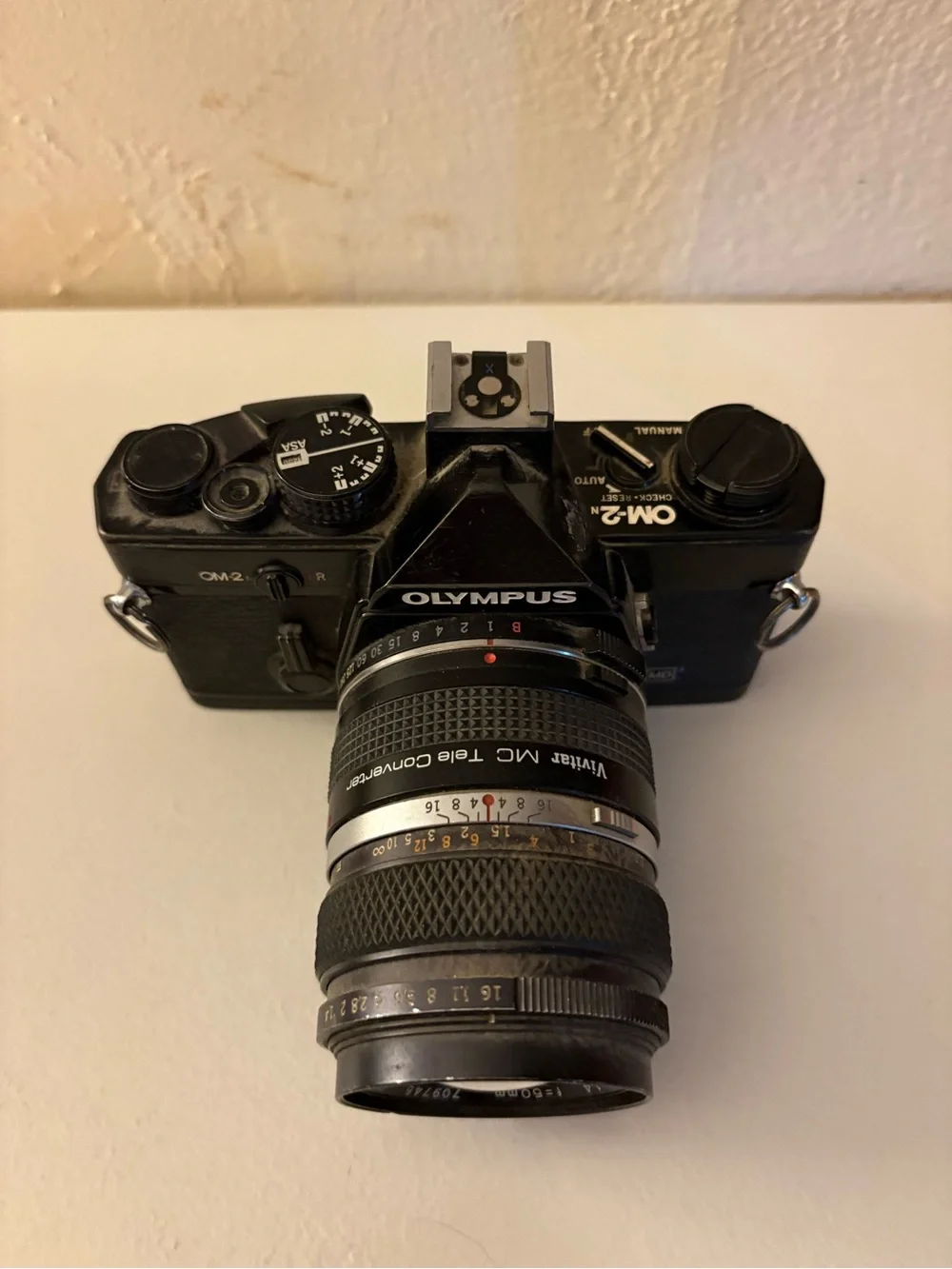 Olympus Black SLR Film Camera with 50mm Zuiko Lens